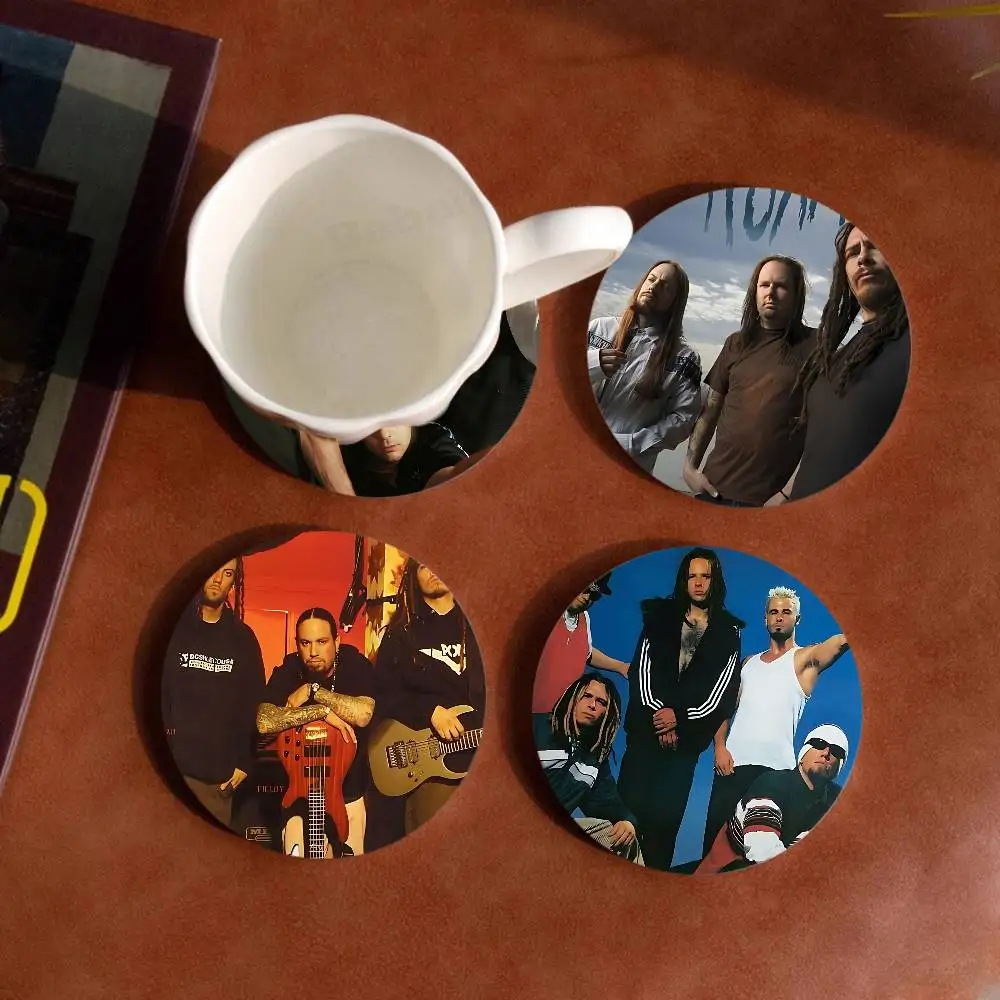 Merch Band K-Korn Wooden Coaster Colour Printing Cup Mat Home Desk Decoration Gifts