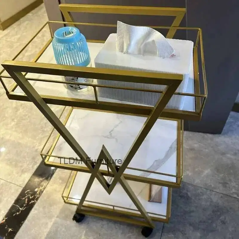 Trolley Professional Hair Storage Cart Salon Wheels Furniture Cosmetics Spa Auxiliary Trolleys Beauty Hairdresser Acrylic Luxury