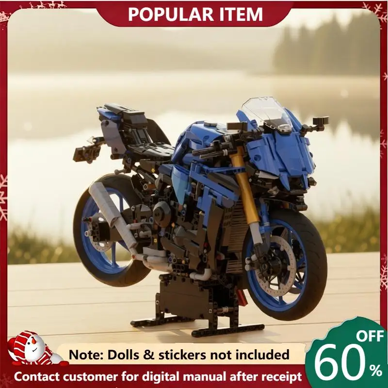 1624PCS MOC Large Sport Racing Motorcycle Building Blocks Detailed Technic Motorbike Model DIY Assembly Gifts Adults Collection