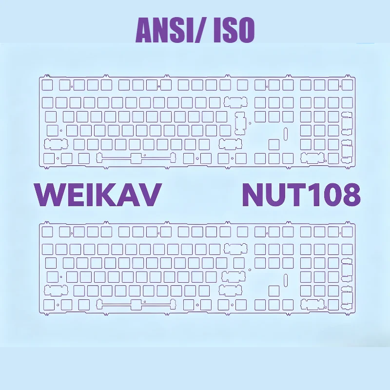 WEIKAV NUT108 Keyboard Plate Customized Material Aluminium Carbon Stainless Steel FR4 for Mechanical Keyboard Positioning Plate