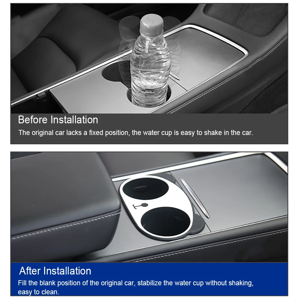 Silica Gel Central Console Dual Cup Holder Drink Holder Panda for Tesla Model 3/Y 2016-2023 Car Cup Holder Interior Accessories