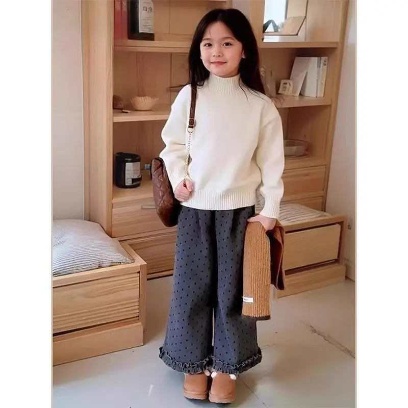 Girls' High Collar Sweater Autumn/Winter New Fashion Children's Skin friendly Knitted Base Sweater