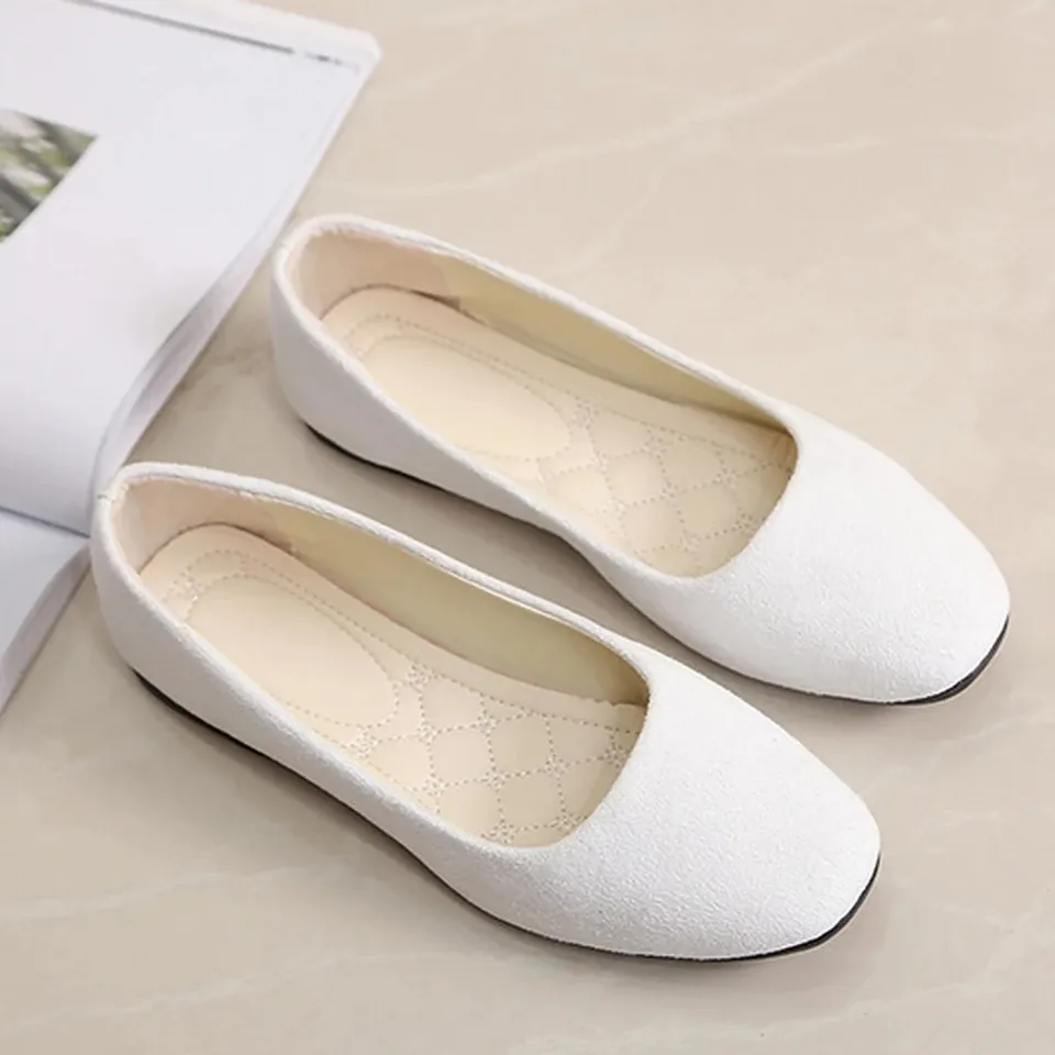 Women Suede Square Toe Slip On Flat Shoes