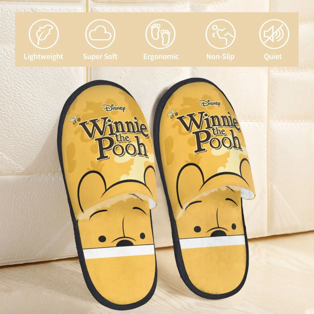 Winnie The Pooh Winter Cotton House Slippers Indoor Soft Household Fur Slippers Slides Non Slip