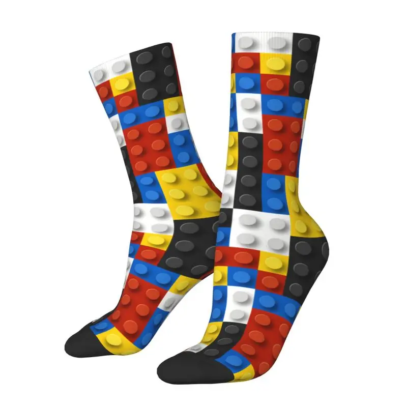 Custom Cool Colorful Building Blocks Patern Socks Women Men Warm 3D Printing Basketball Sports Socks