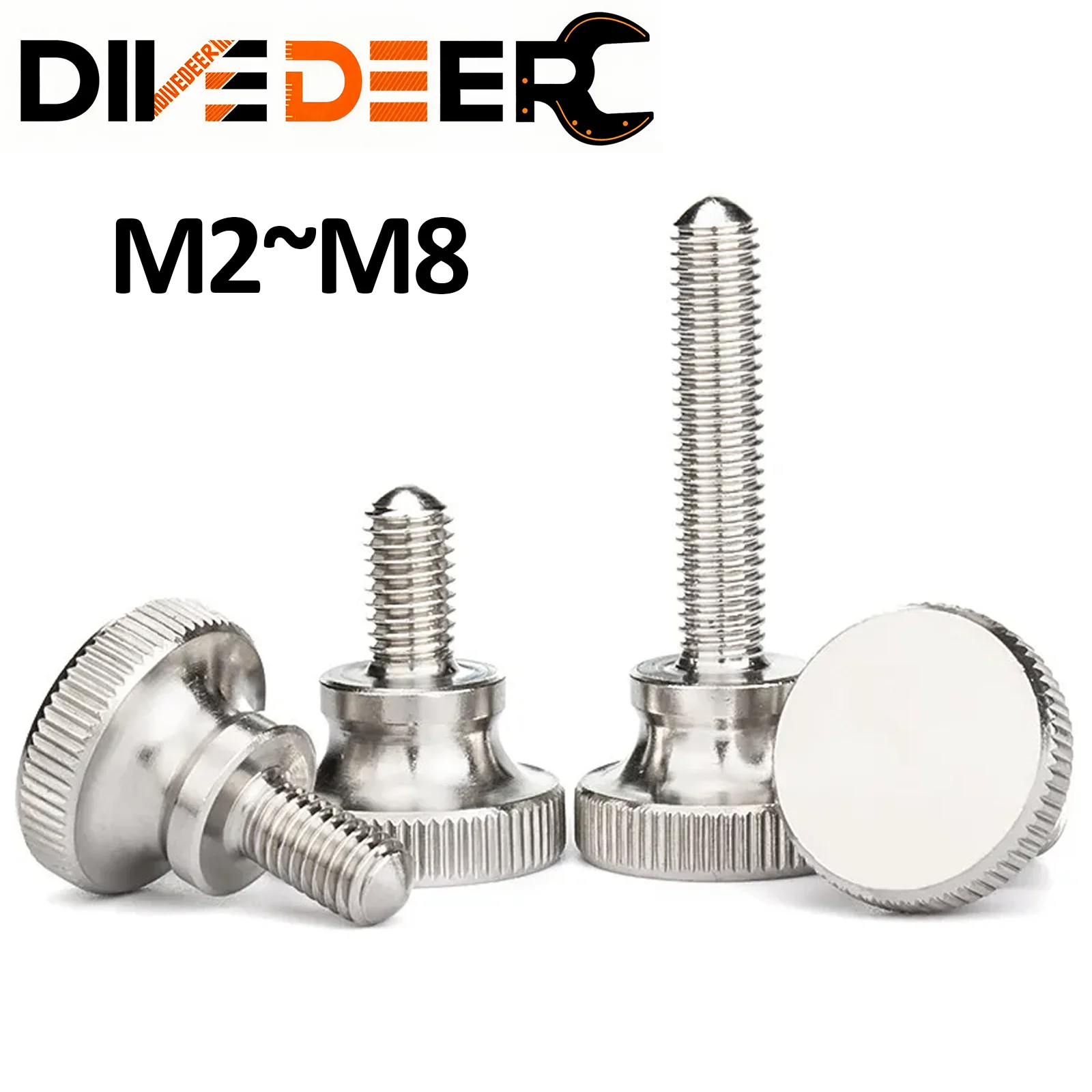 M2 M2,5 M3 M4 M5 M6 M8 304 Edelstahl Rändel High Step Kopf Handfest Rändelschraube Einstellschraube