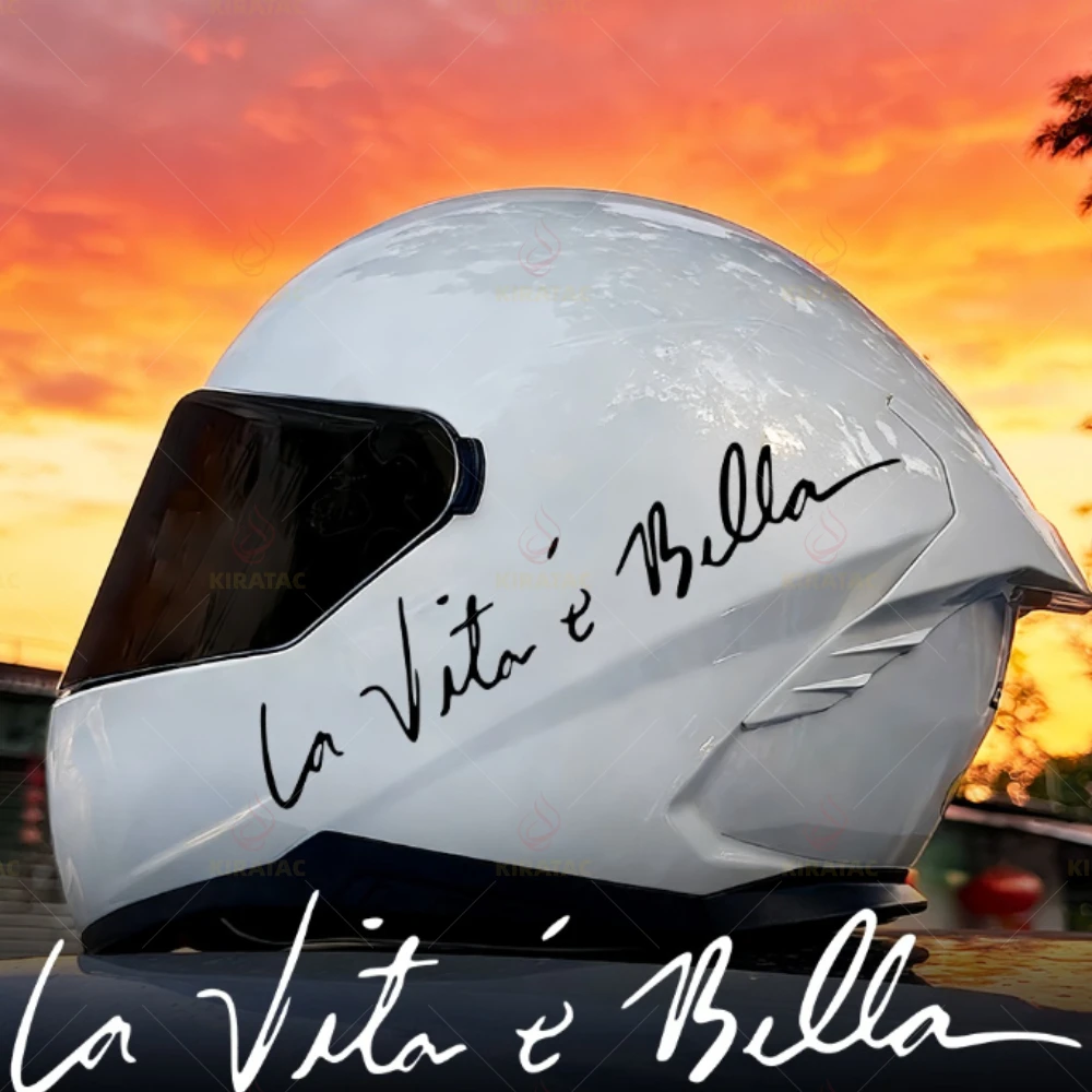 

2 шт. наклейки La Vita E Bella для мотоцикла, водонепроницаемые, прочные, для самостоятельной установки на мотоцикл, шлем, обтекатель, топливный бак, самоклеящиеся виниловые наклейки