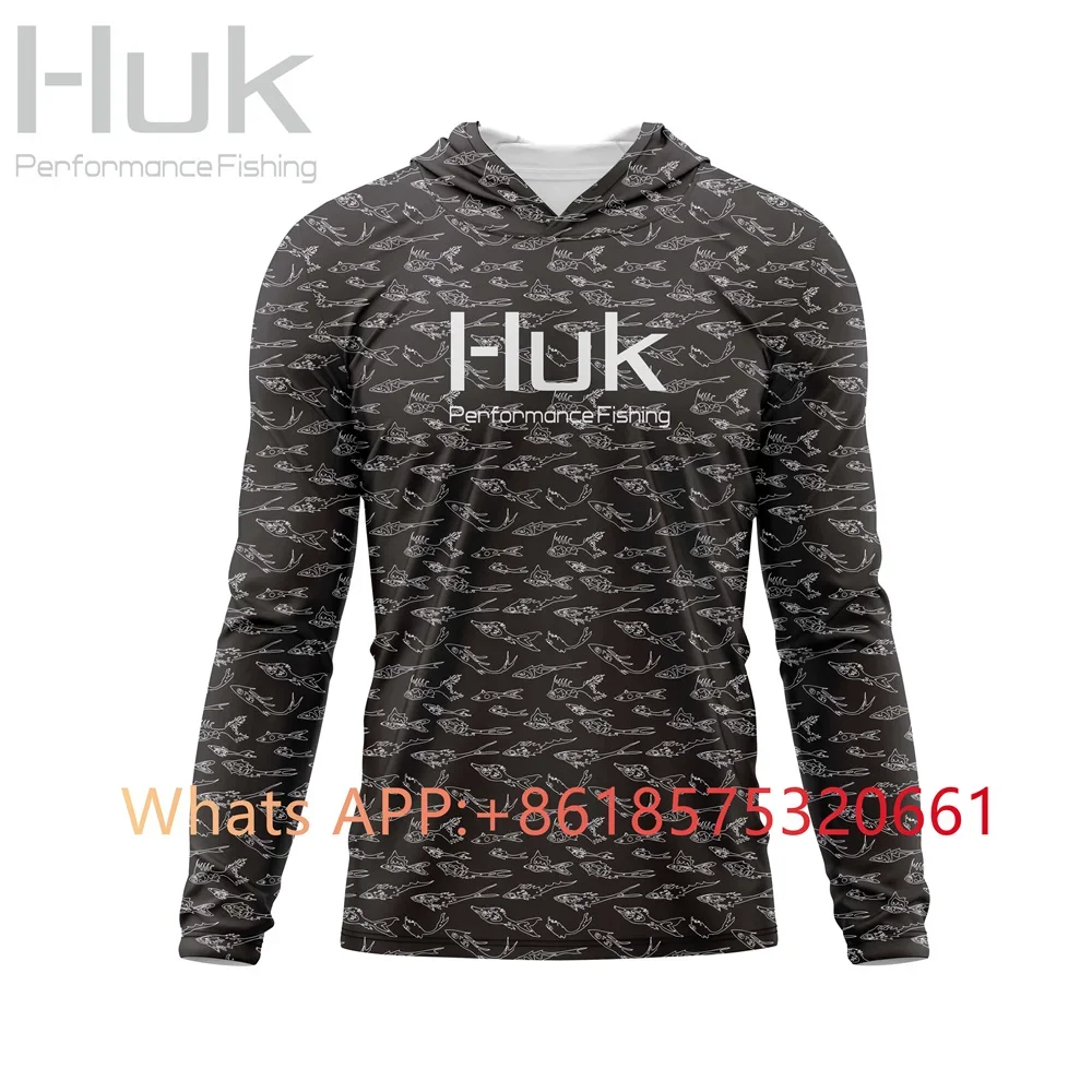 

Huk Fishing shirt Hooded Fishing Shirt UPF 50+ Men Fishing Clothes Outdoor Summer Hoodie Sun shirt Uv Protection Camisa De Pesca