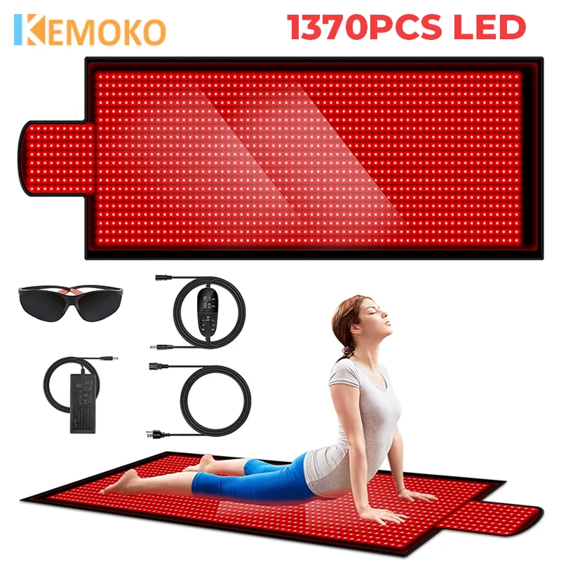 

1370 LEDs Red Infrared Light Therapy Mat for Body, 660nm 850nm Full Body Pad for Relief 76.8"x 33.4" Red Light Therapy Blanket