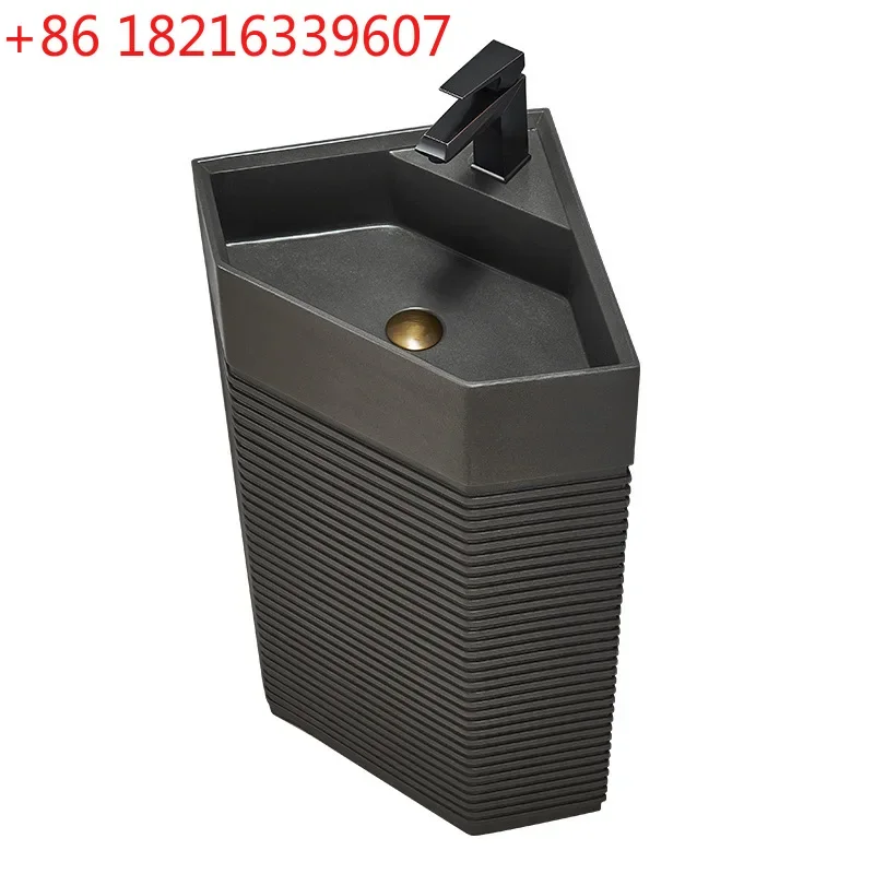 New artificial stone pillar wash basin, bathroom balcony polygonal column basin