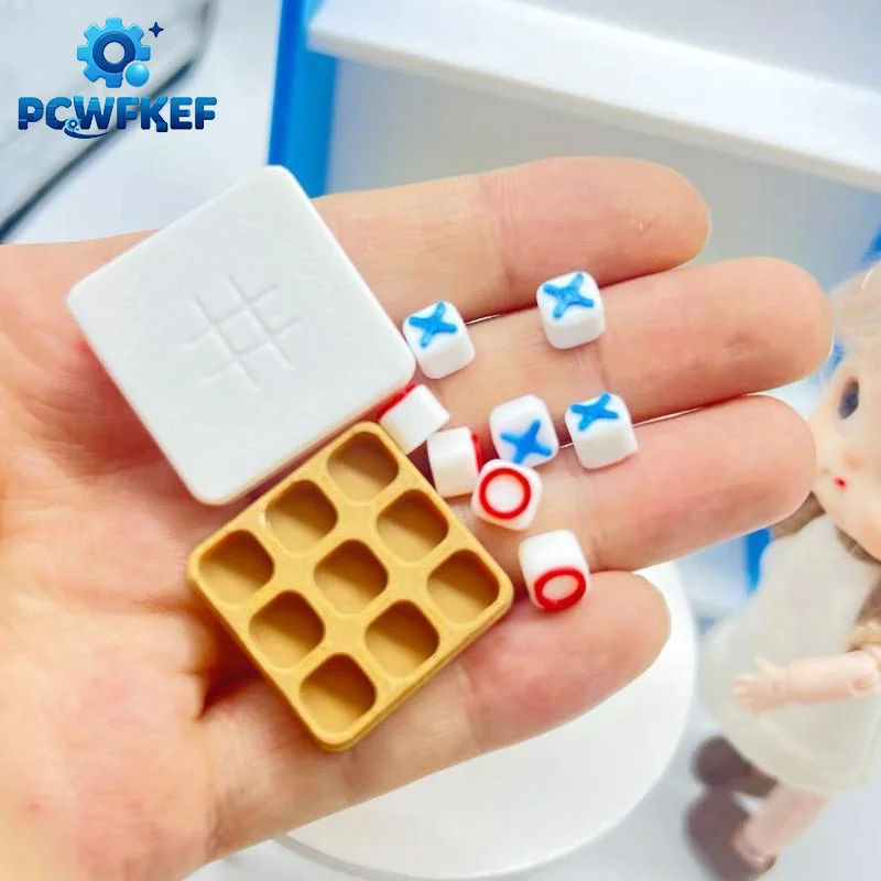 Mini Tic Tac Toe Game Dollhouse Accessories Miniature Board Game Set For 1:12 Scale Doll House Living Room Decor