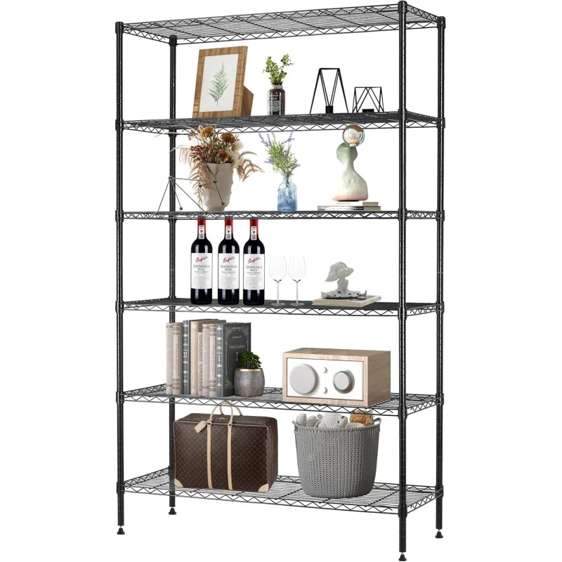 

16''Lx42''Wx72''H 6-Shelf Heavy-Duty Metal Wire Shelving Unit, Height-Adjustable Steel Organizer Rack with 1500 LBS Capacity