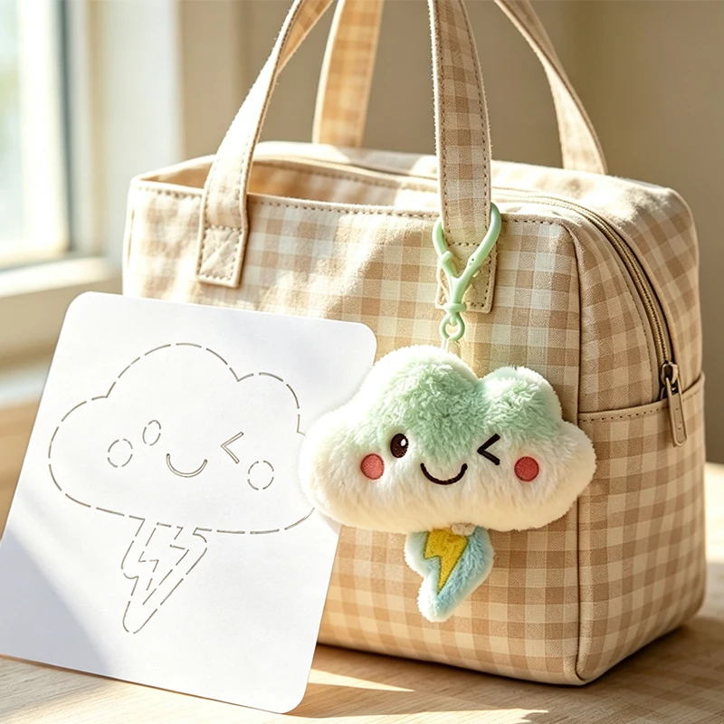 YOMDID 1pc Cloud Lightning Pendant Sewing Template DIY Smiling Winking Cloud Pattern Quilting Template Durable PET Stencil
