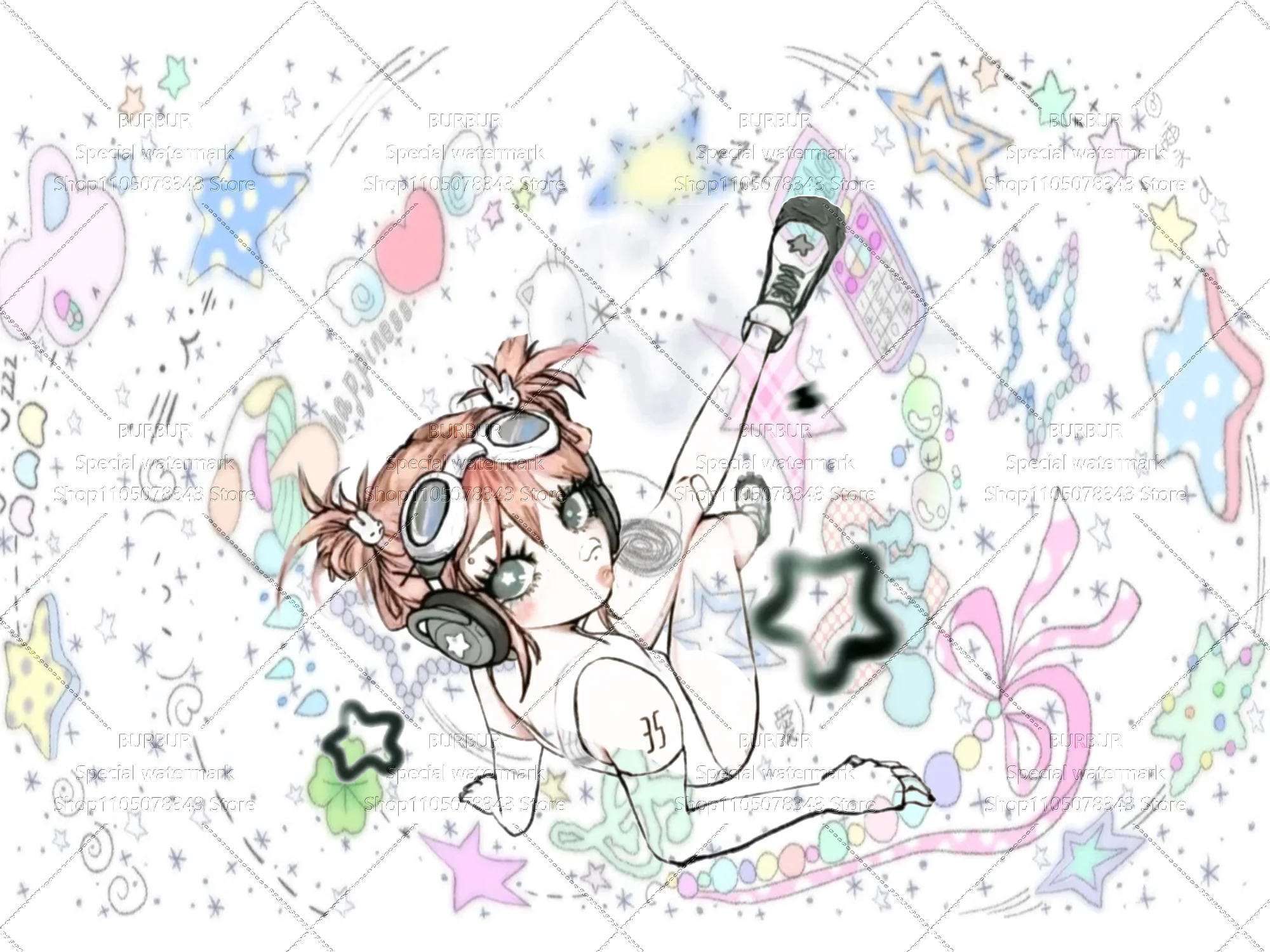 1 قطعة Y2K الأصلي لطيف الكرتون نمط نسيج المتخصصة الربط عناصر نسيج معلق القماش مرة أخرى إلى 2000