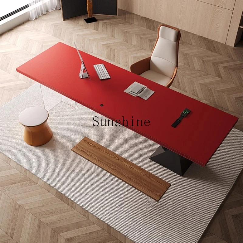 

Solid wood small space office boss table single independent ladies desk Italian light luxury high sense