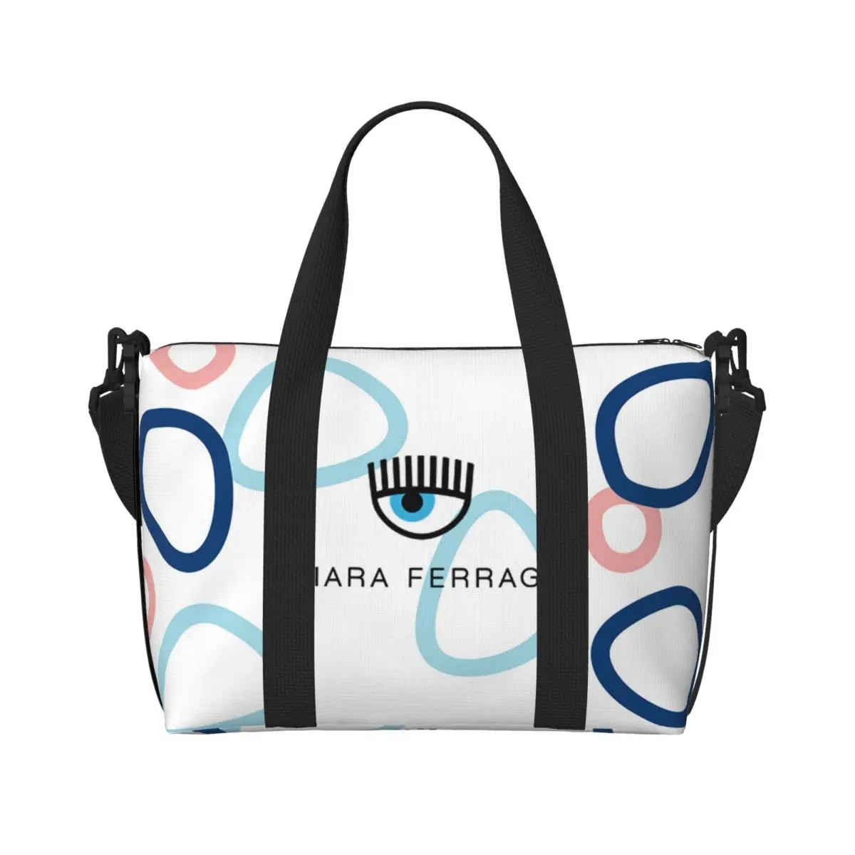 

Custom Large Ferragnis Chiara Tote Bag for Women Modern Fashion Shopper Shoulder Gym Beach Travel Bag