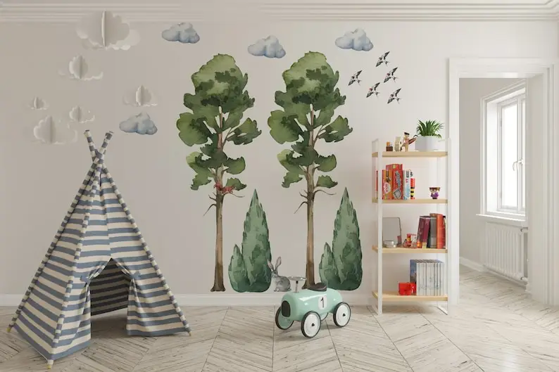 

Large trees wall decal, forest wall decal, large forest wall decal, kids wall decal, tree wall decal, woodland wall decal, tree