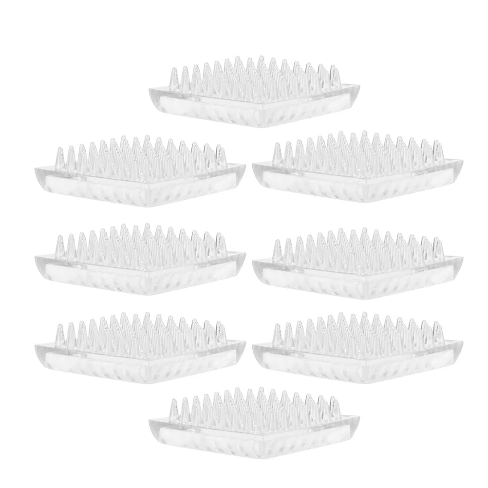 

6Pcs Clear Square Furniture Feet Cups Anti-Slip Transparent Carpet Protectors Spiked Pads for Sofa Chairs Table Legs