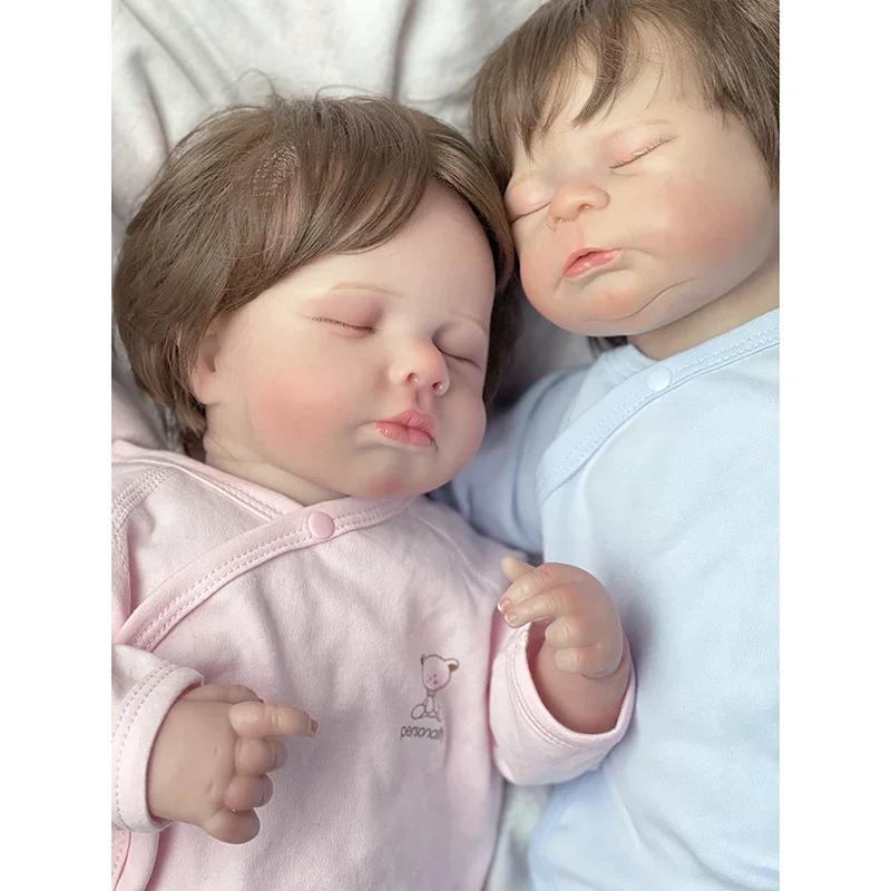 19inch Loulou /Timothy Newborn Baby Doll Soft Cuddly Body Asleep Lifelike 3D Skin with Visible Veins High Quality Handmade Doll