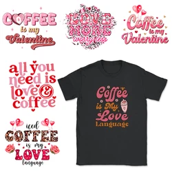 Valentines Letter Iron On Transfer Sticker Clothing Coffee Love Heat DTF Transfer Print Patch T Shirts Hooding Pink Car
