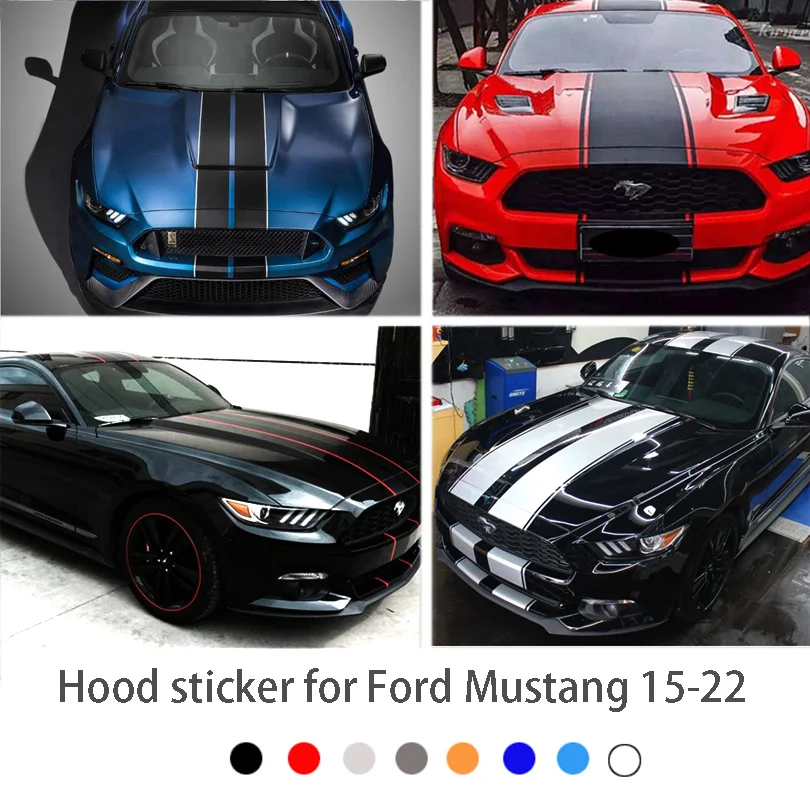 

Sport Racing Engine Matt Hood Stripe Stickers Graphics Vinyl Decal Decoration Accessories for Ford Mustang 2015-2019 2021 2022