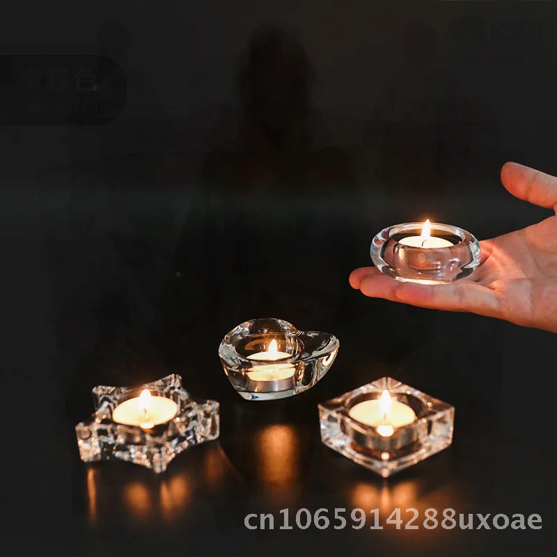 

European Style Small Glass Candle Holder Simple Design for Romantic Dinners Home Decor Single Piece Mechanism Craftsmanship