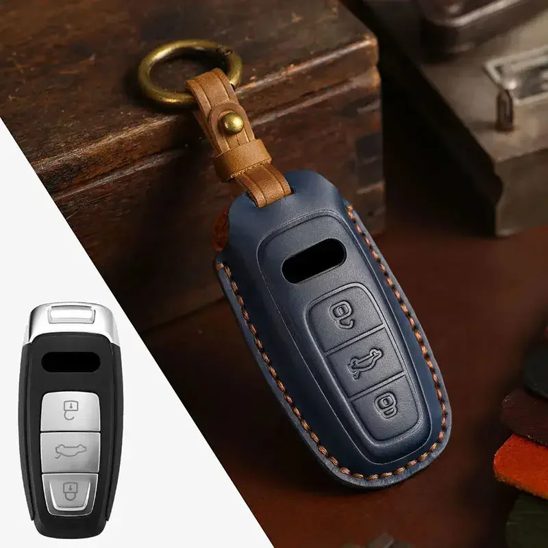 

1pc Leather Car Key Case Cover For Audi Q7 Quattro A8 Quattro 8P A4 A5 A6 A7 S4 S5 S7 S8 R8 Q5 Q8 TT RS3 RS6 TTRS Etron