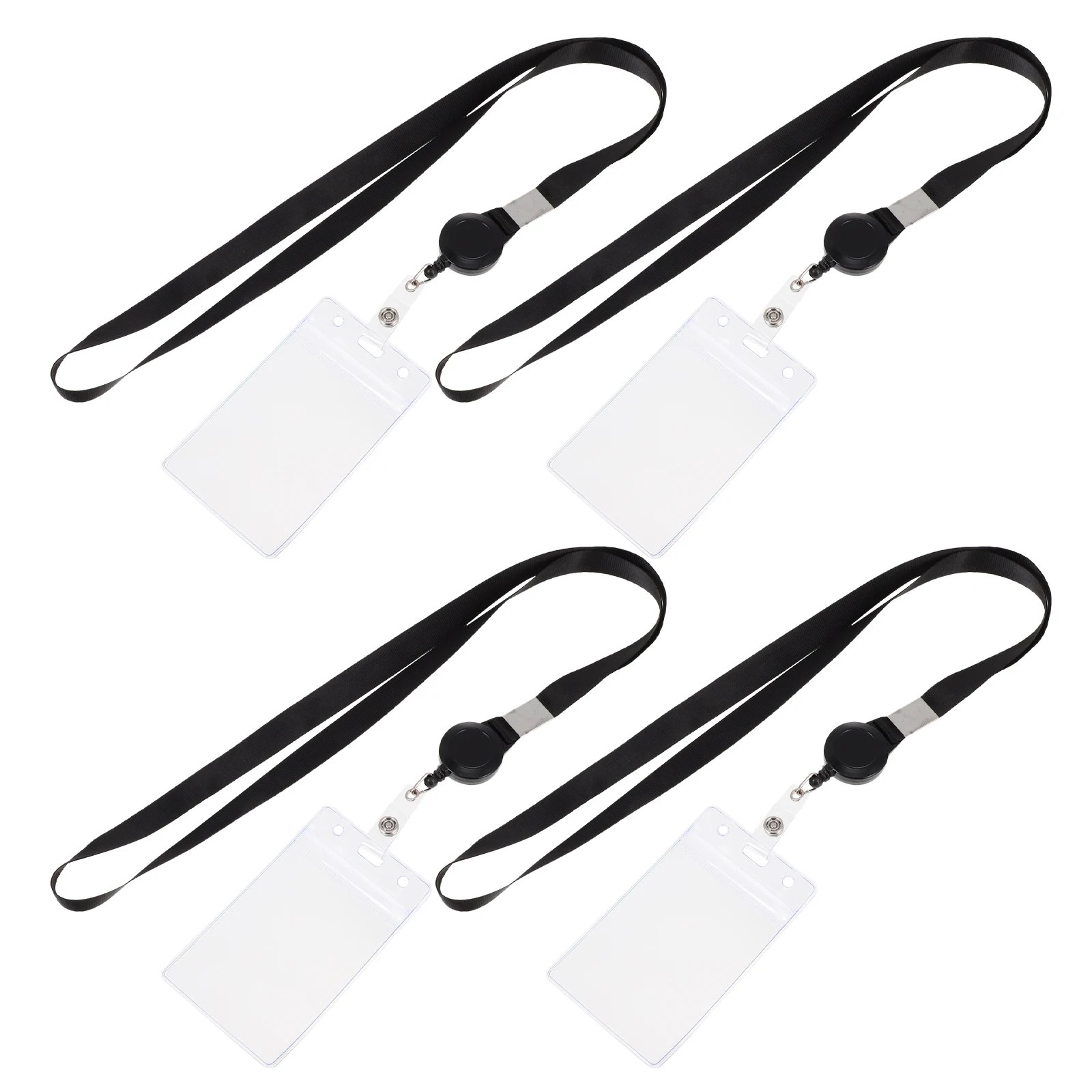 

4pcs Id Protective Cover Business Hanger Vertical Sleeve Work Badge Holder Transparent Lightweight Portable Student Pass