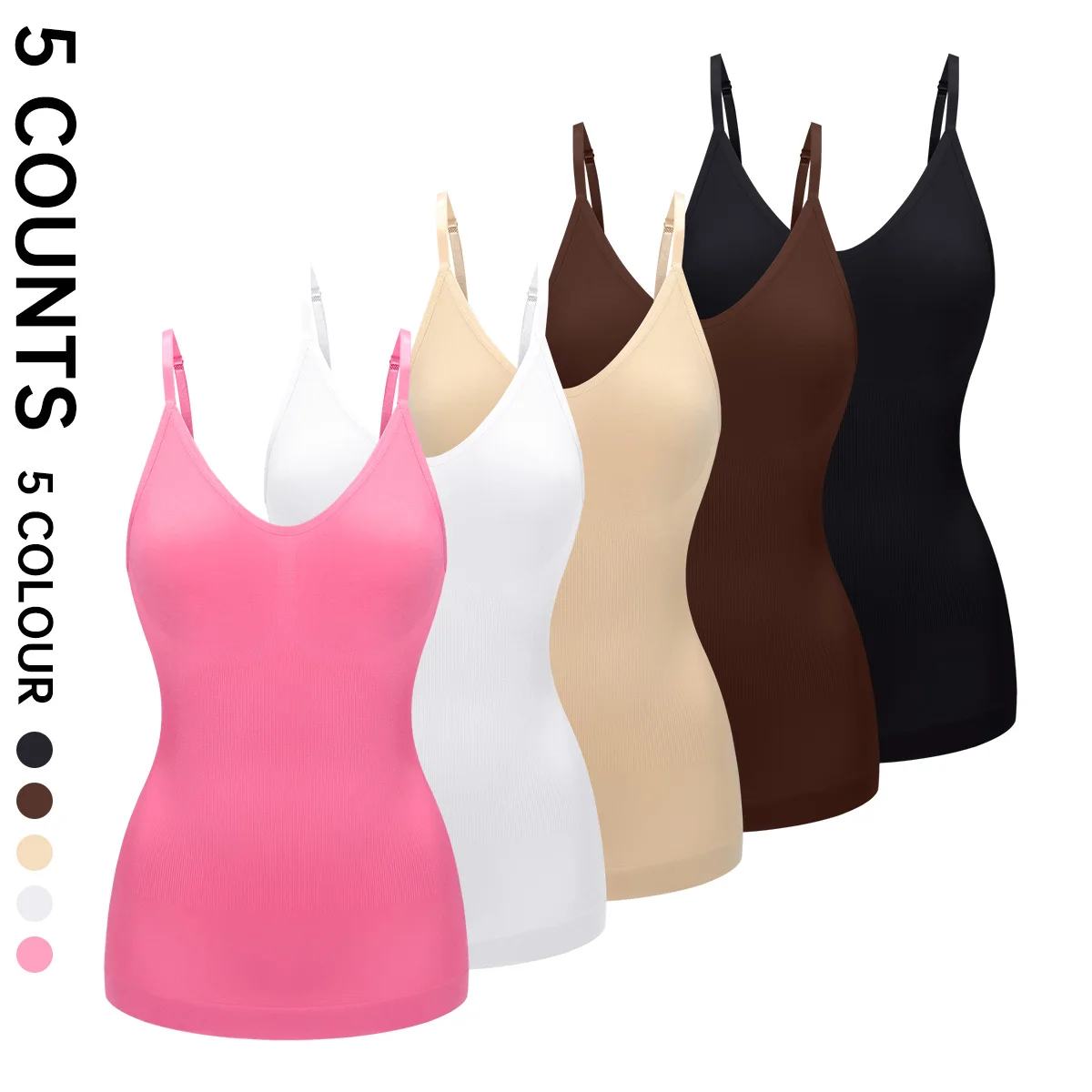 

Женские однотонные бесшовные майки с регулируемыми бретелями для коррекции фигуры, разноцветные топы-камизолы для тренировок
