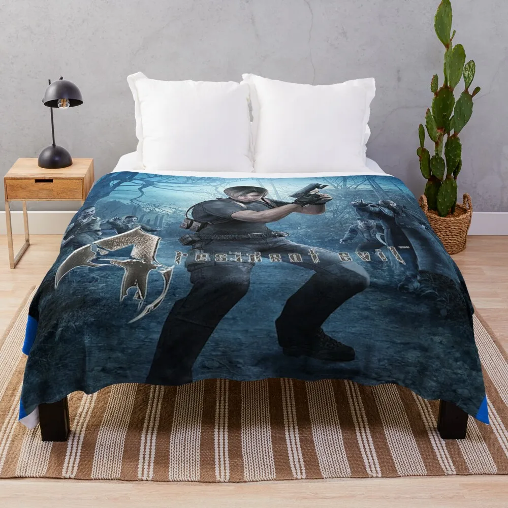 Resident Evil 4 Leon Throw Blanket Tourist Summer Beddings Stuffeds valentine gift ideas Blankets