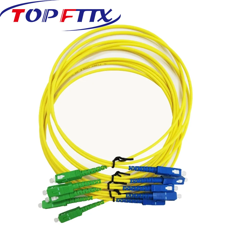 50 peças cabo de remendo de fibra óptica profissional pass 3d sc sm g652d os2 simplex 3.0mm 1 metro de comprimento com plugue de casaco lszh amarelo> 500