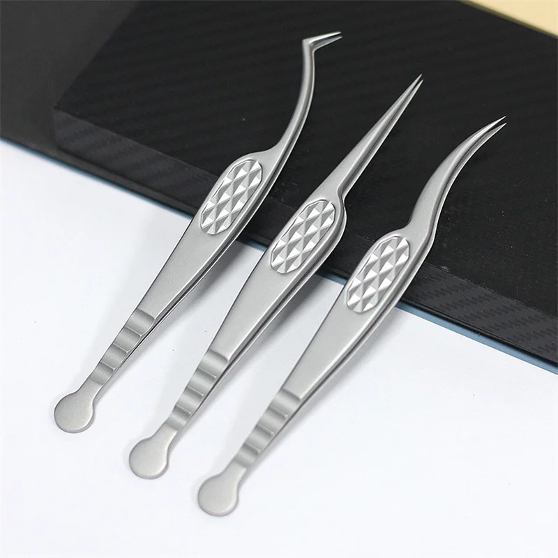 1Pc Eyelash Tweezers Stainless Steel Anti-static Professional Print 3D Ukrainian precision Lash Tweezers Support customization