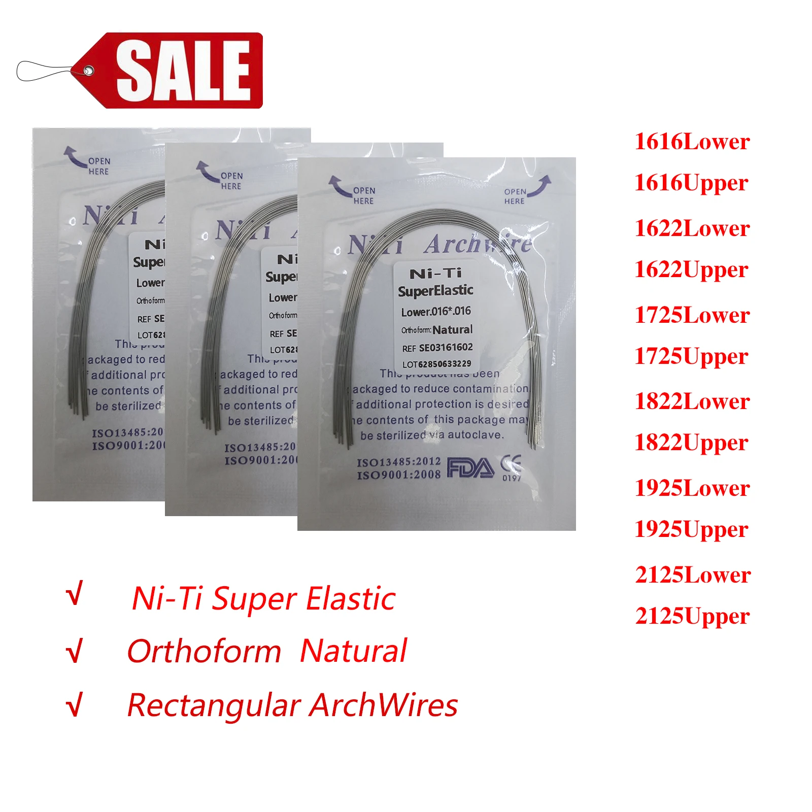 10pcs/pack Dental Orthodontic NIti Super Elastic Rectangular/Round Arch Wire Natural Form Upper / Lower For Ortho Treatment