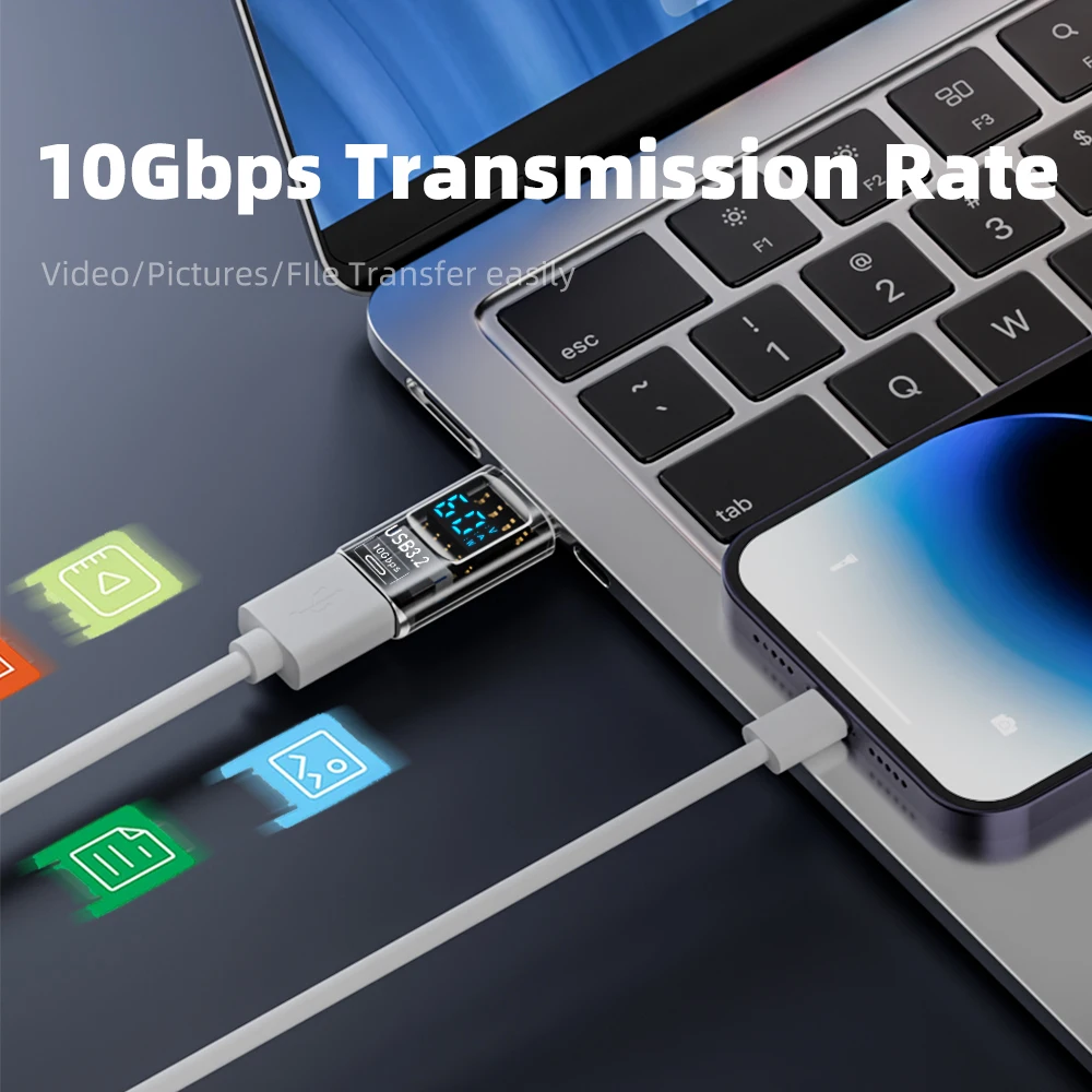 USB3.2 10Gbps Fast Transfer Data Adapter USB Male to USB Female USB C Converter Digital Display Adapter for iPhone16 15 Laptop
