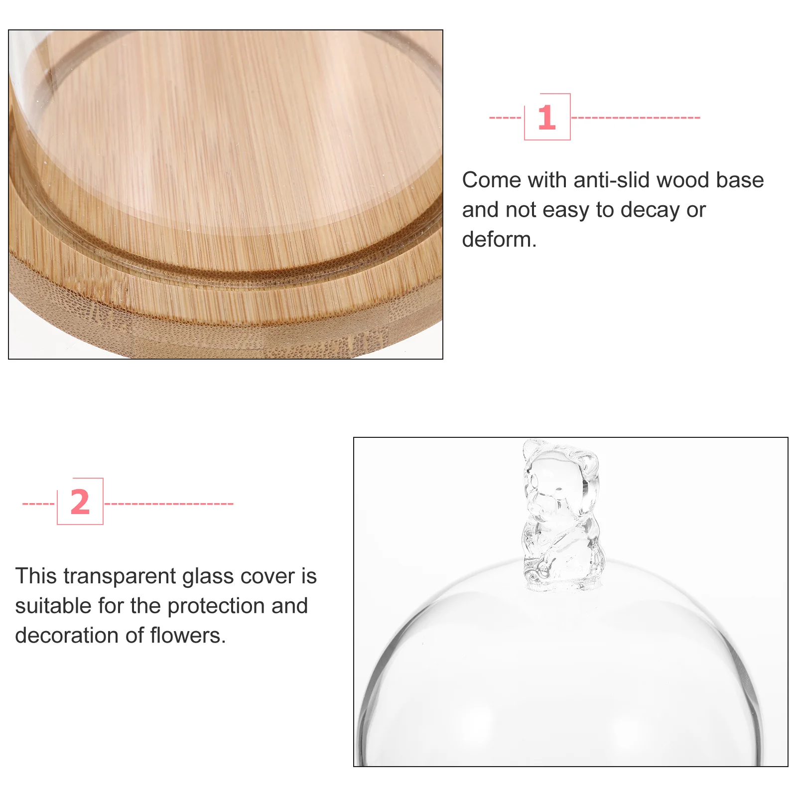 

Glass-covered Bear Clear Decorative Decorations Mounted Dome Home Flower Transparent Decorate