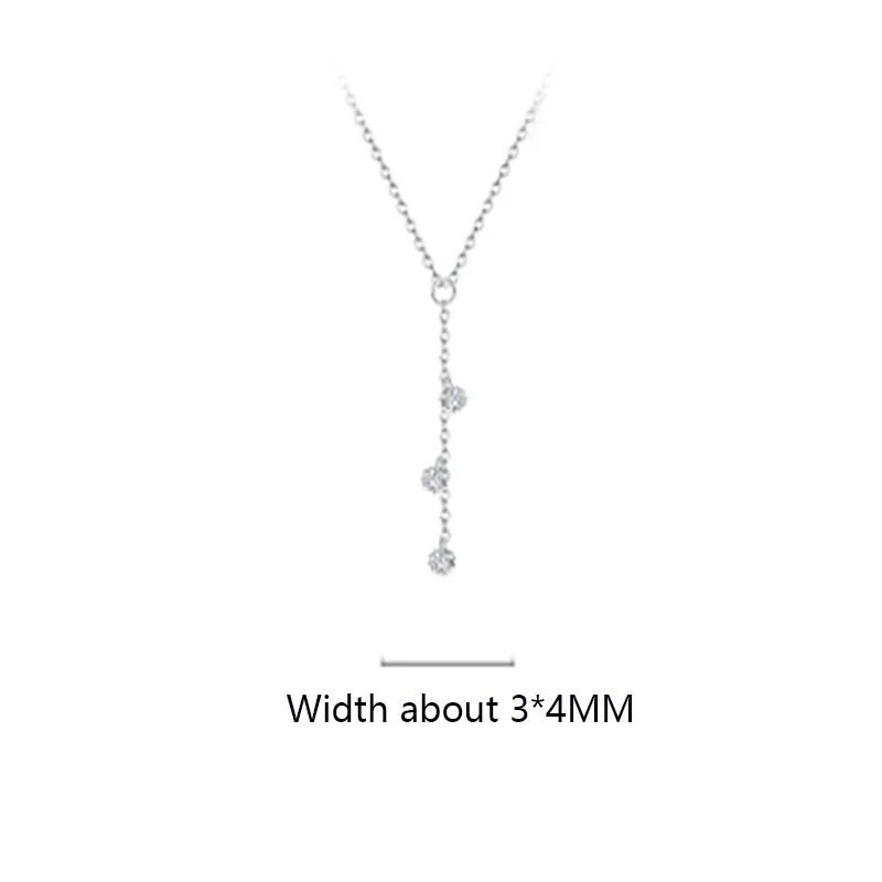 KAMIRA 925 Sterling Silver Fashion Elegant Charm Simple Zircon Pendant Fringe Necklace for Women Party Wedding Delicate Jewelry