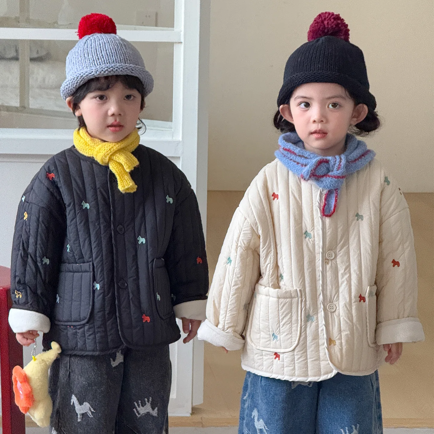 2026 Winter New Children Cotton Padded Jacket Girls Fleece Warm Coat Plus Velvet Thick Boys Quilted Jacket Kids Clothes