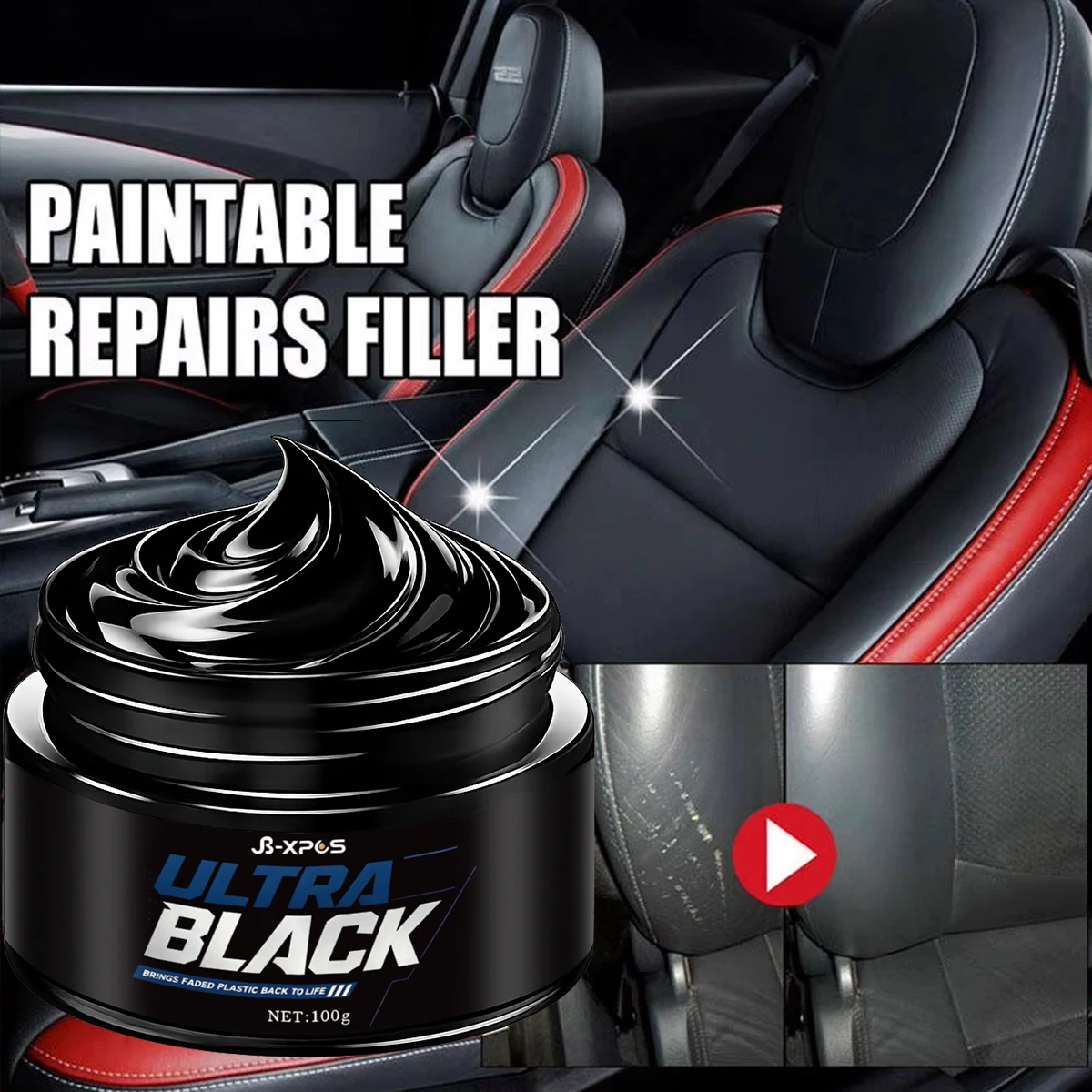 Car Plastic Trim Leather Restorer Paste Faded Bumper Dashboard Black Dye Waterproof UV Coating Matte Long-Lasting YT2032