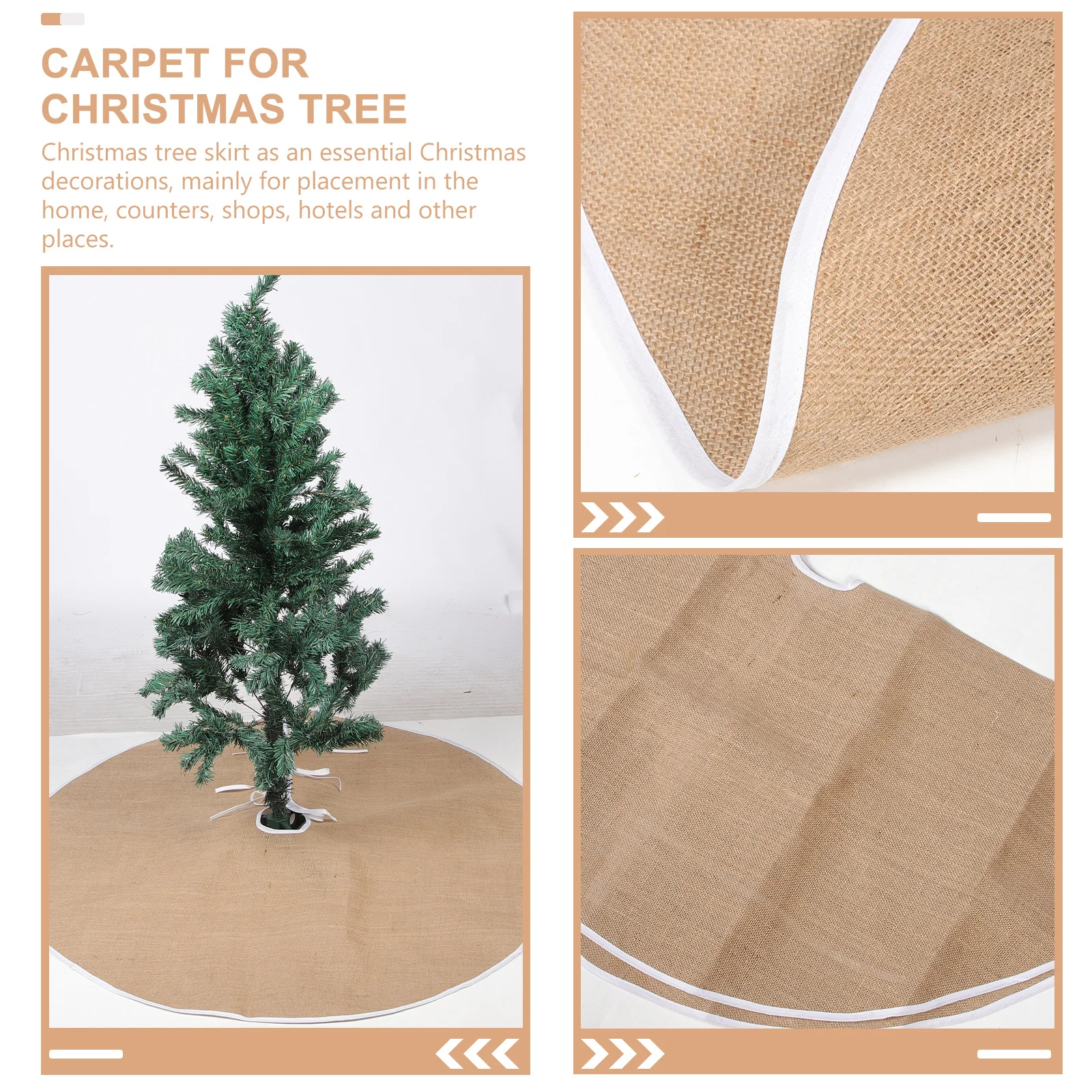 

122Cm Christmas Skirt Decoration Xmas Diy Tree Apron Linen Cloth Base For Xmas Tree Skirt Apron Home Office Hotel Party