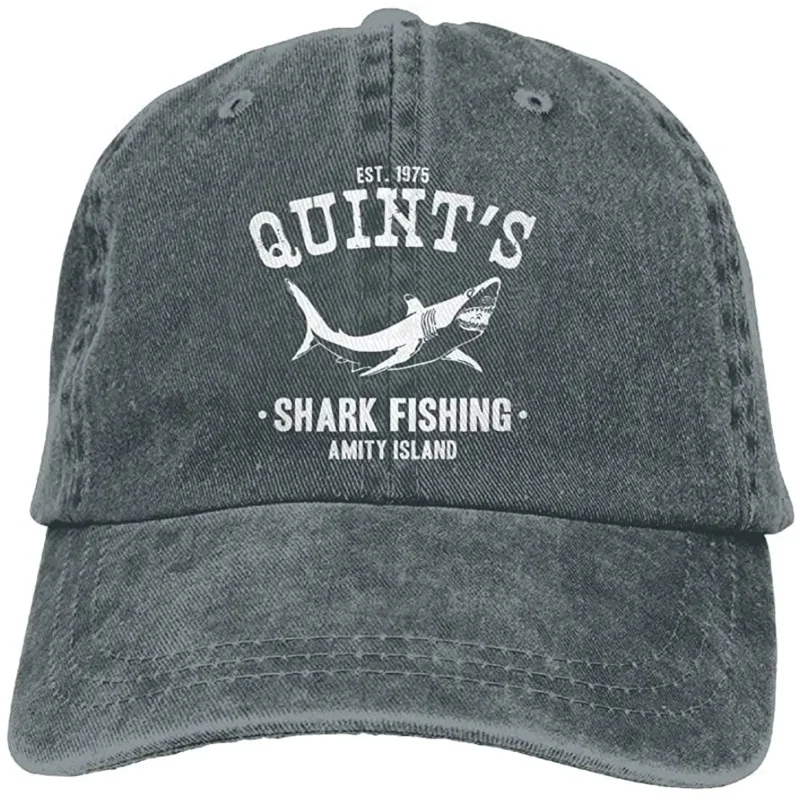 Adult Unisex Cotton Jeans Cap Old-Fashion Adjustable Hat Quints Shark Fishing Jaws 7 Colors Available Dad Hip Hop Hats