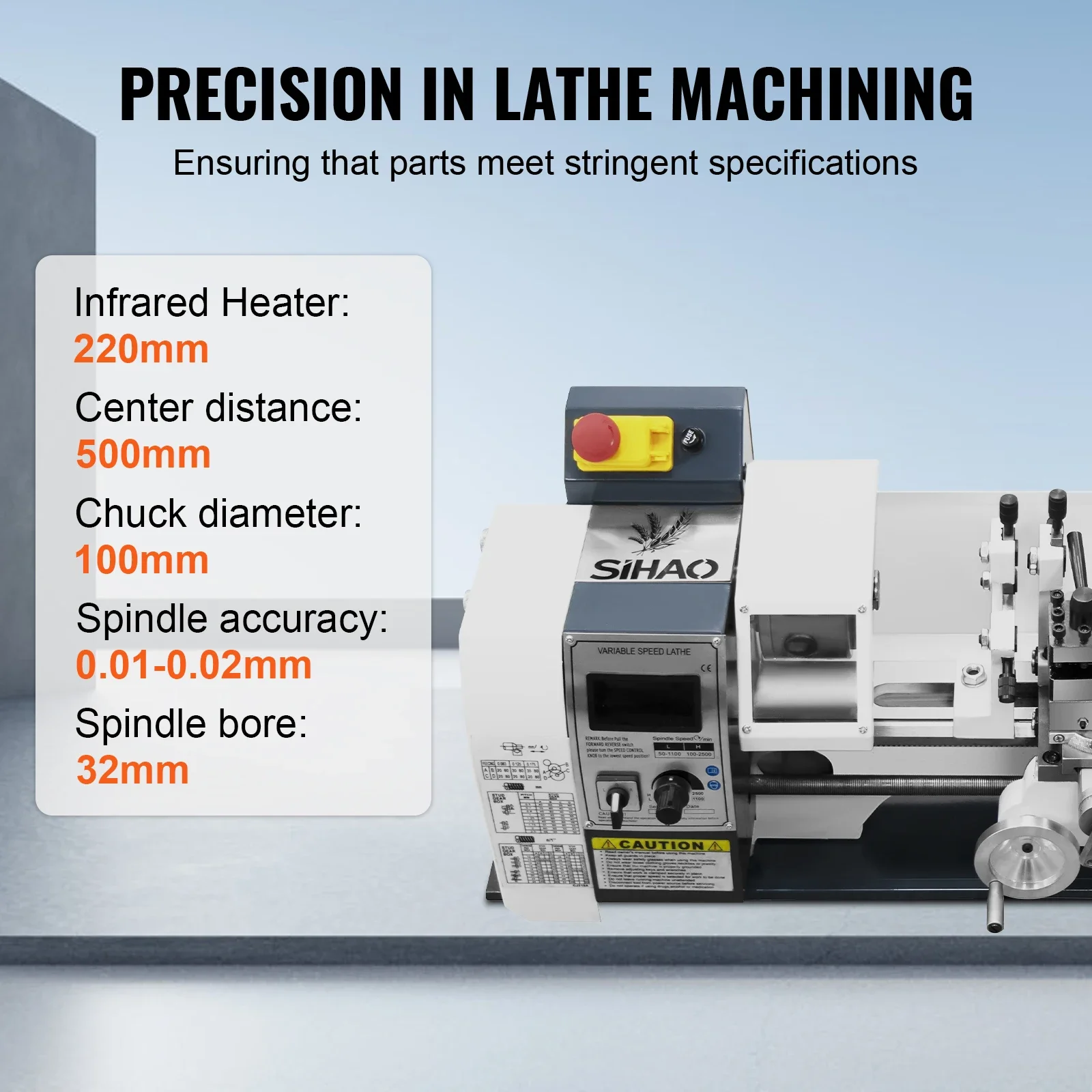 SIHAO 220x750 Metalldrehmaschine 1500W Tischdrehmaschine mit Schnellwechsel-Werkzeughalter - Robustes Design, hohe Präzision beim Drehen – Detail 9