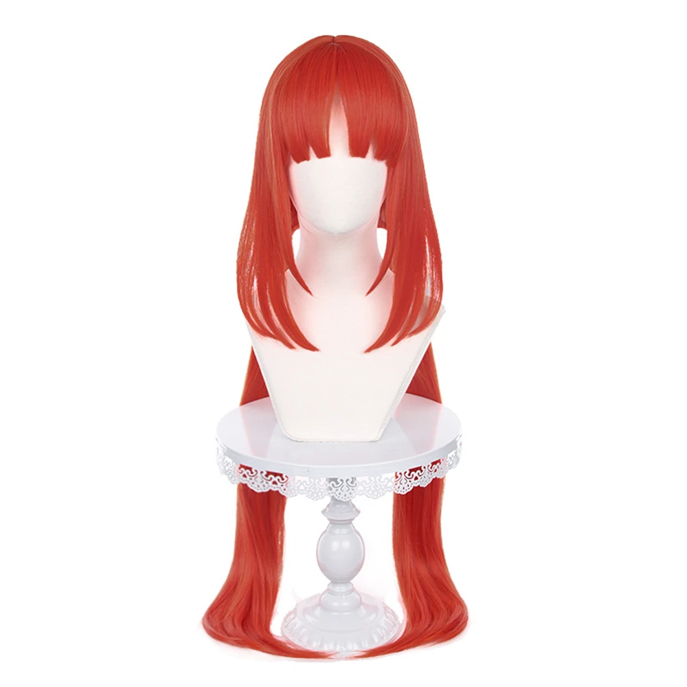 Nilou コスプレウィッグ 100 センチメートルロングストレートオレンジレッド女性女の子耐熱合成ハロウィンパーティーロールプレイウィッグ