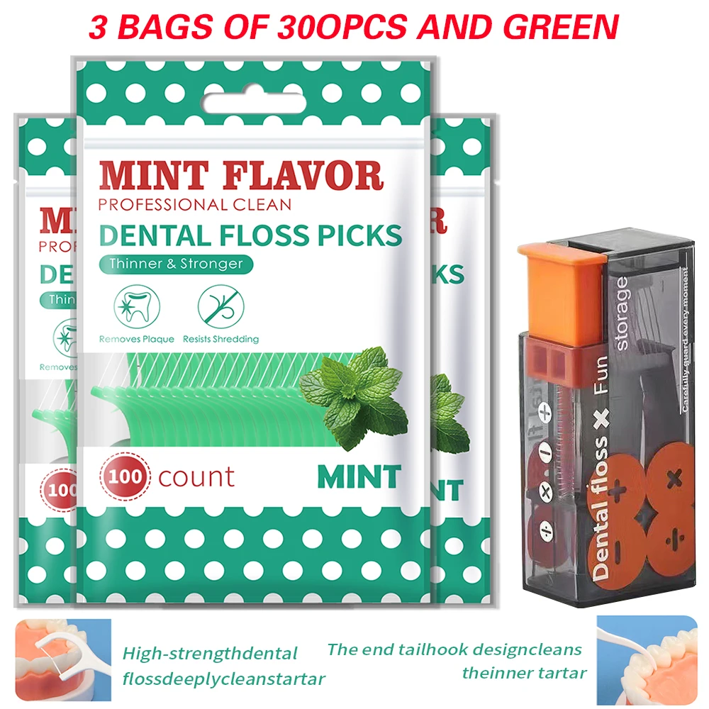 (Affordable) 300/100/58PCS-RIMI SMILE Peppermint Floss - Equipped with Automatic Floss Box - Convenient to Carry When Going Out