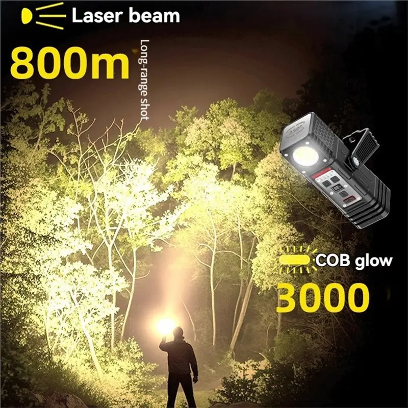 ABKJ-High Lumens Rechargeable Flashlight Multi-Function Work Light COB Technology For Camping Outdoor