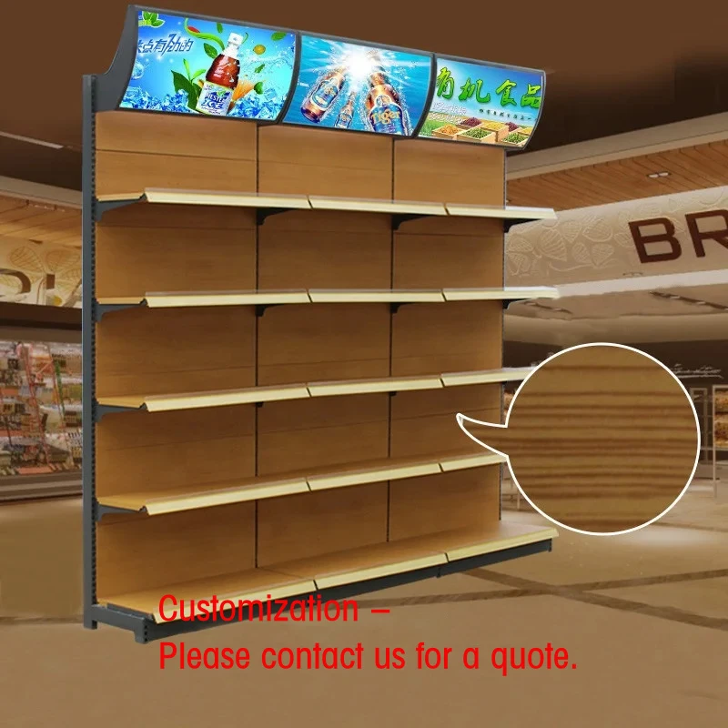 custom.Customized Metal Material Wooden Woodgrain Medical Shelf Pharmacy Shelving Supermarket Storage Display Rack