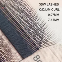 Supmacio LU M L Curl Extensiones de pestañas 3DW Pestañas en forma de W Cilios 3D Premade Fan Lashes Maquillaje Paquete de 0,07 volúmenes