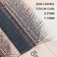 Supmacio LU M L Curl 3DW Eyelash Extensions W Shaped Eyelashes Cilios 3D Premade Fan Lashes Makeup 0.07 Volume Bundle