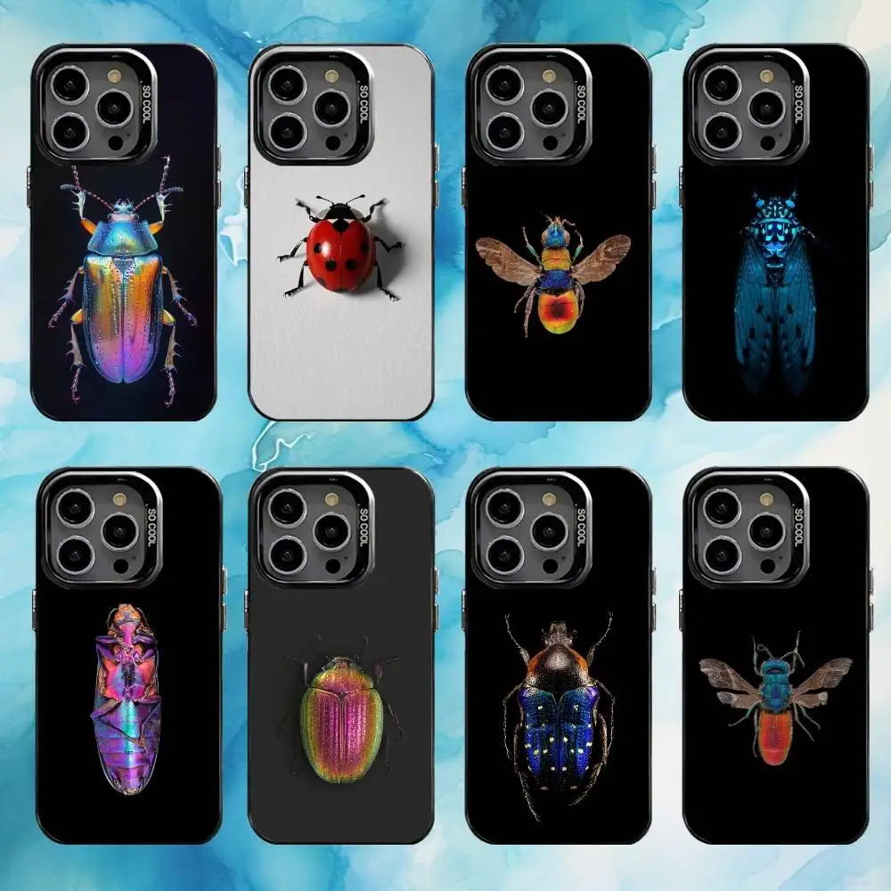 

Colorful Insects Phone Case For iPhone17,16,15,14,13,12,11 Plus,Pro Max Black Candy silver phone case
