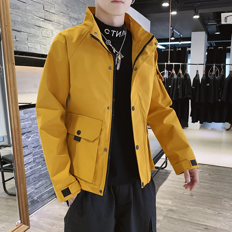 

New Arrival Casual Men's Jackets 2023 Spring Autumn Solid Color Bomber Coats Turn-Down Collar Short Windbreaker Man Tops Clothes