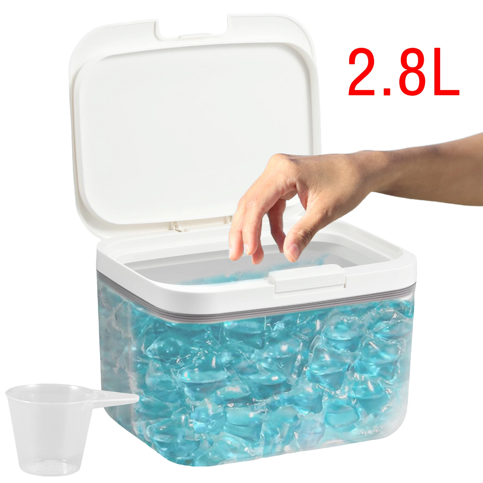 2.8L Laundry Pods Container Automatic Pop-Up Dishwasher Storage Box Large Capacity Holds Sealed Scent Beads Organizer